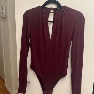 Topshop maroon body suit with keyhole cutout